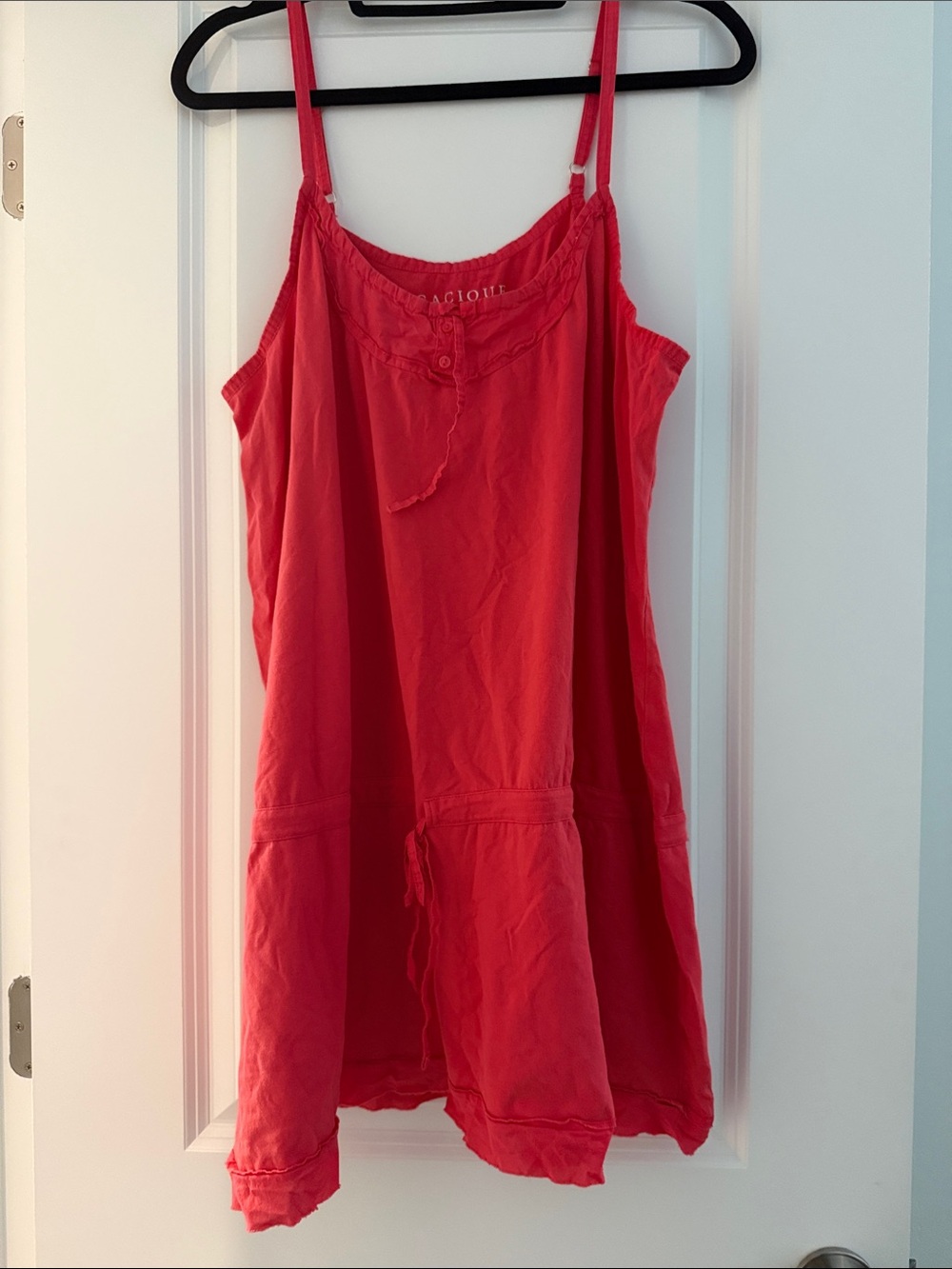Cacique Coral Sleeveless Cotton Chemise with Adjustable Straps